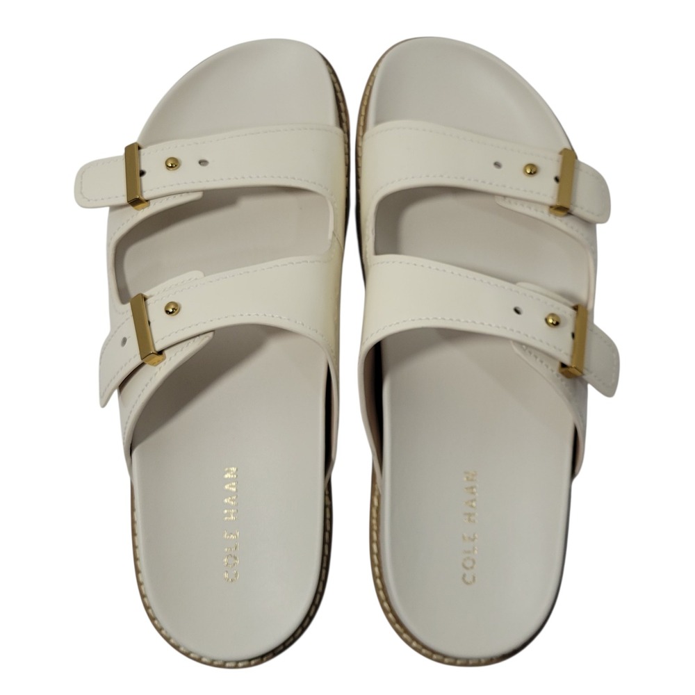 Cole Haan Marisol Footbed Sandal Womens 9 Ivory Patent Leather Buckle Adjustable - Picture 3 of 14